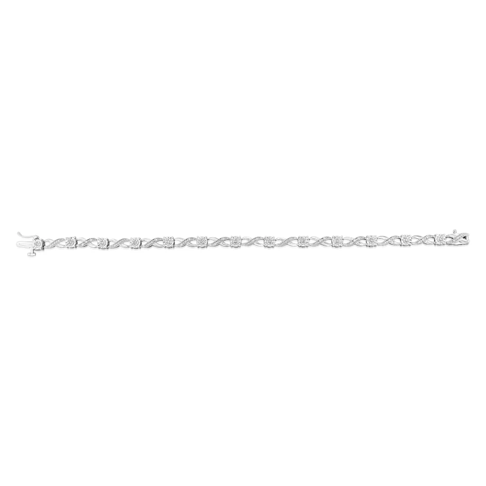 1/5 Carat Diamond Hugs & Kisses 18cm Bracelet in Sterling Silver - Image 2
