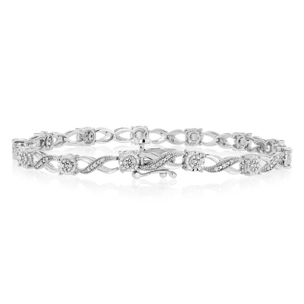 1/5 Carat Diamond Hugs & Kisses 18cm Bracelet in Sterling Silver - Image 3