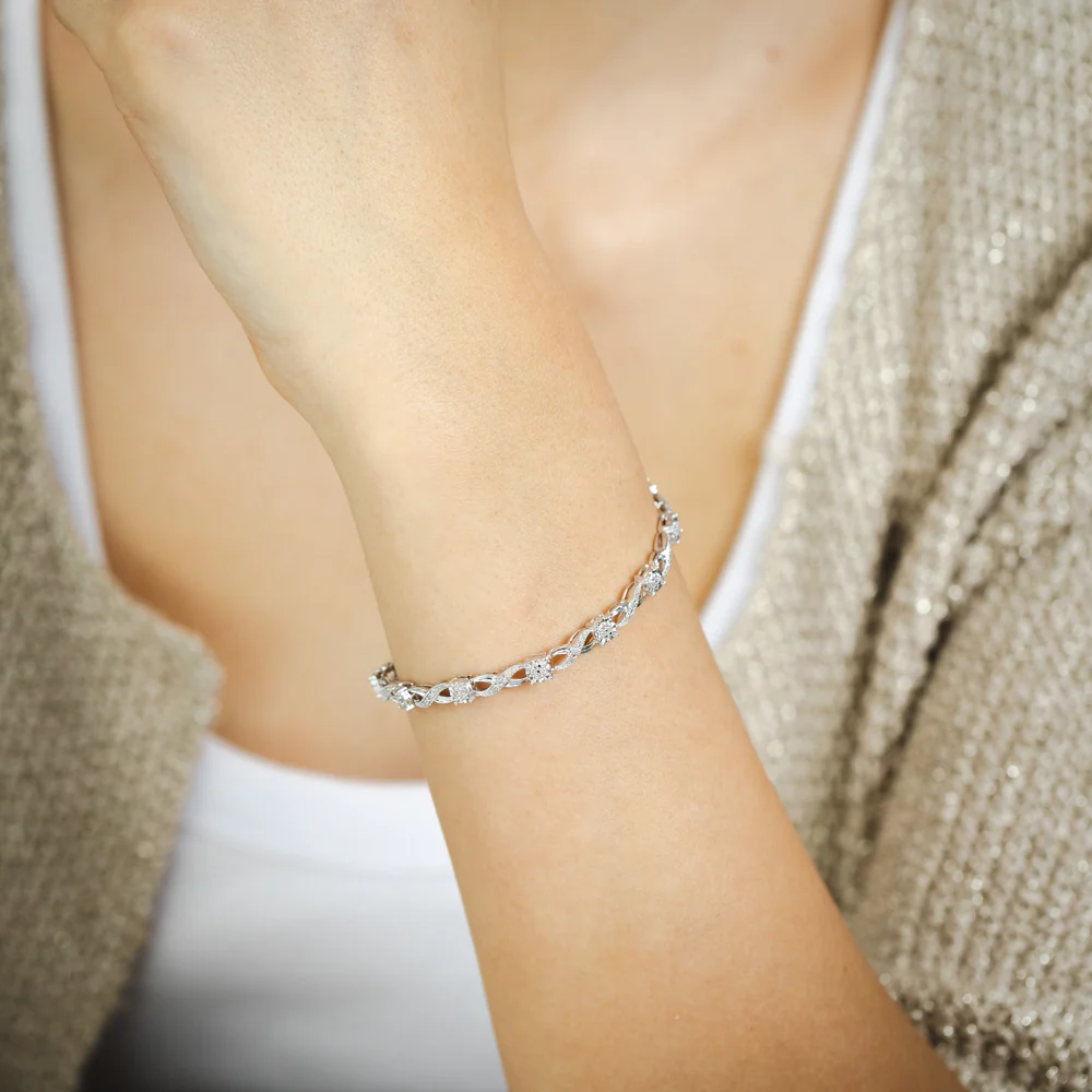 1/5 Carat Diamond Hugs & Kisses 18cm Bracelet in Sterling Silver - Image 4