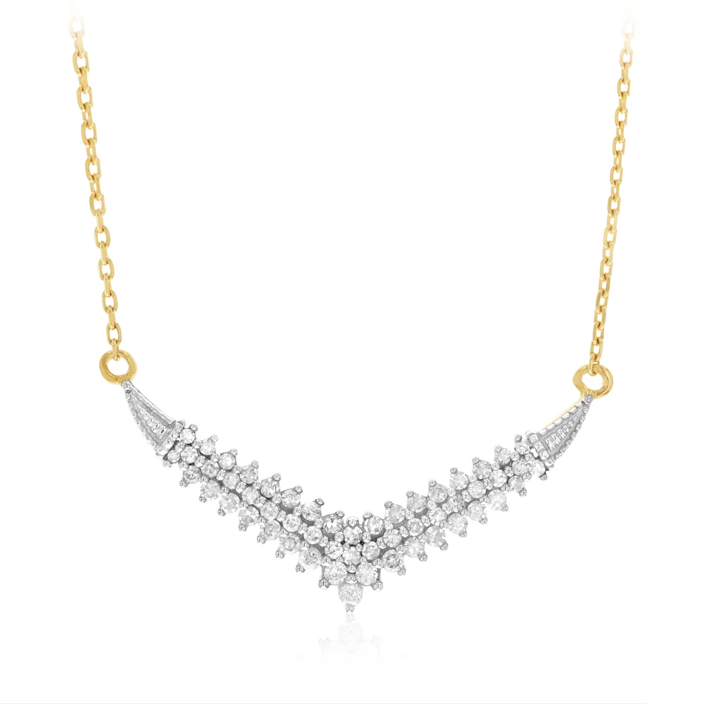 1/5 Carat Diamond Necklace in 9ct Yellow Gold on 43-48cm Adjustable Chain - Image 2