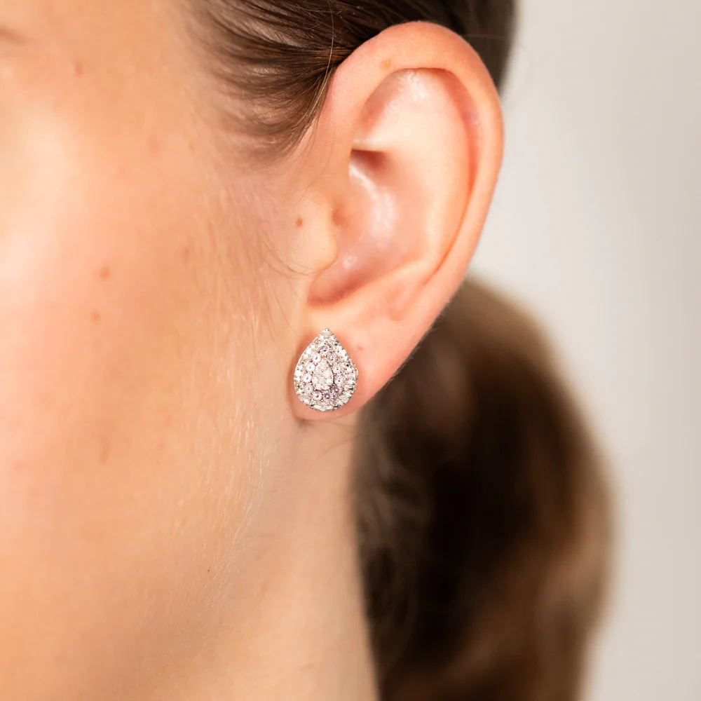 1/5 Carat Diamond Pear Stud Earrings in Sterling Silver - Image 2
