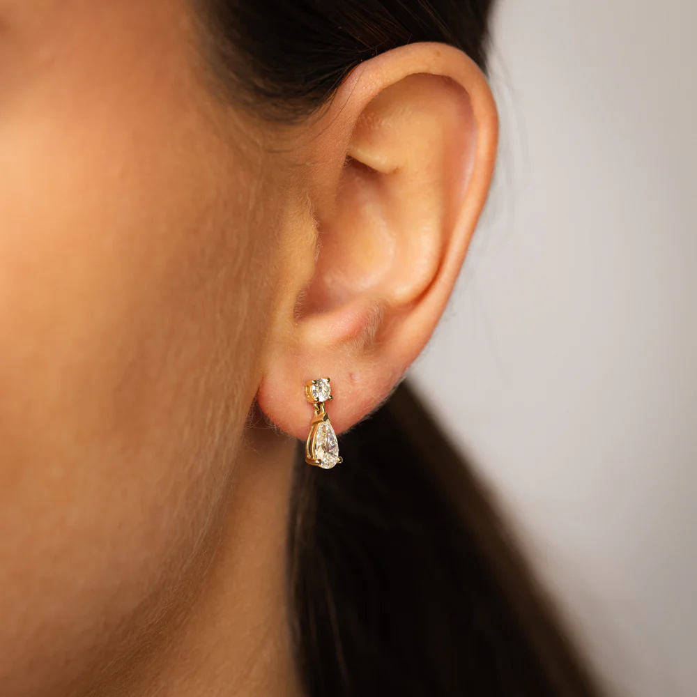 1.5 Carats Luminesce Lab Grown Diamond Drop Earrings in 9ct Yellow Gold - Image 2