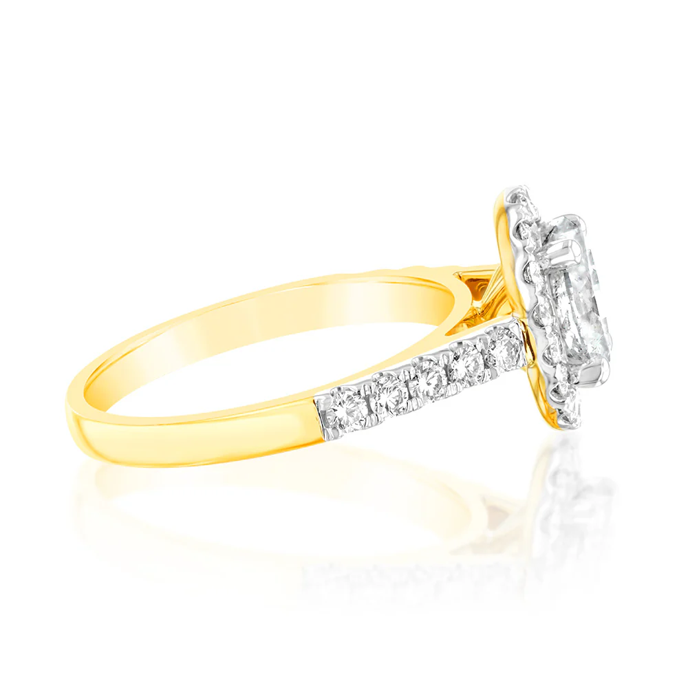 1.50 Carat Diamond Ring With 1 Carat Oval Centre Surrounded by 1/2 Carat Round Diamond Halo in 18ct Yellow Gold - Image 2