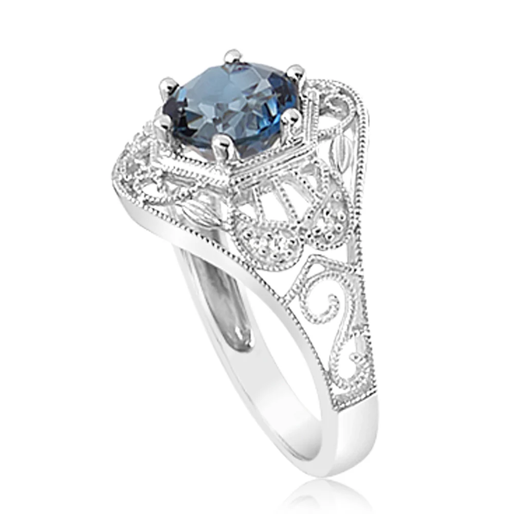 1.5Ct London Blue Topaz Ring with 8 Diamonds in Sterling Silver - Image 4