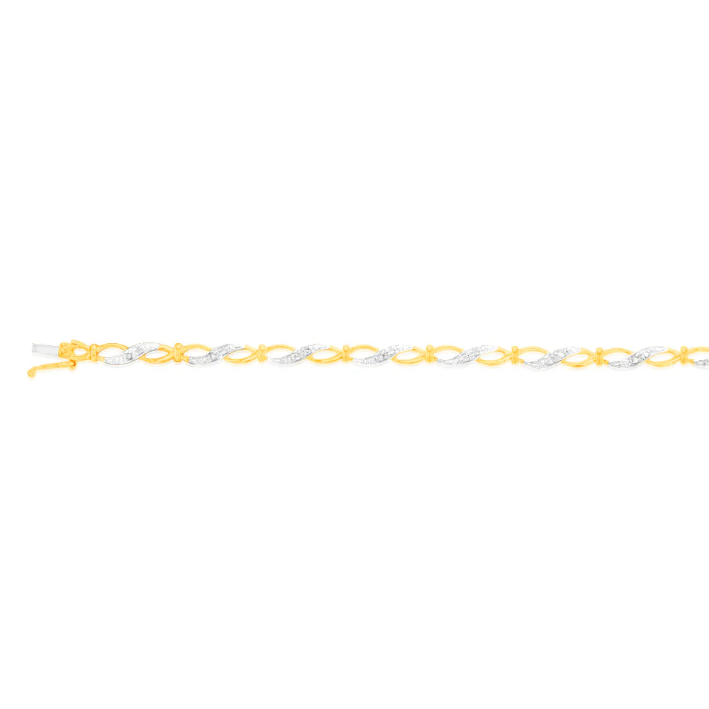 1/6 Carat Diamond Bracelet in 9ct Yellow Gold - Image 2
