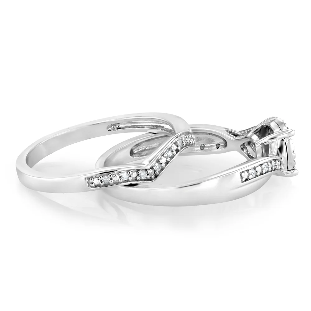 1/6 Carat Diamond Bridal Ring in Sterling Silver - Image 2