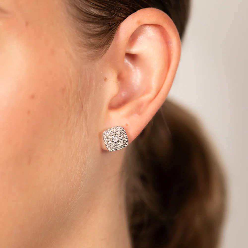 1/6 Carat Diamond Cushion Studs in Sterling Silver - Image 2
