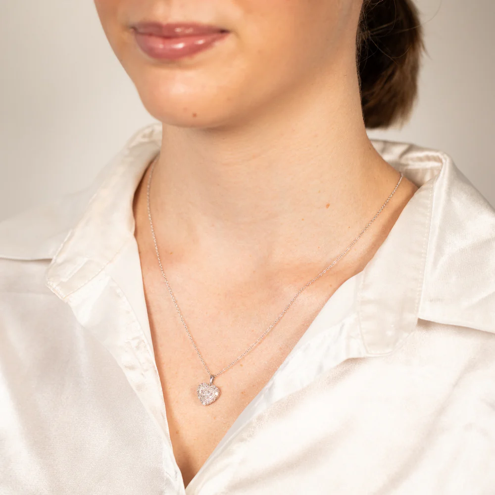 1/6 Carat Diamond Heart Pendant in Sterling Silver - Image 2