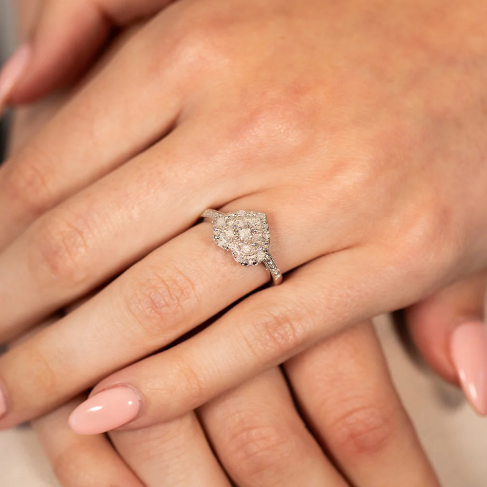 1/6 Carat Diamond Heart Ring in Sterling Silver - Image 3
