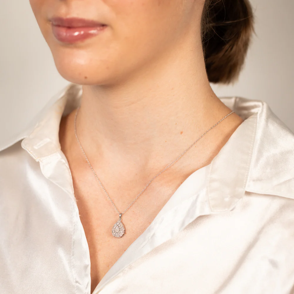 1/6 Carat Diamond Pear Pendant in Sterling Silver - Image 2