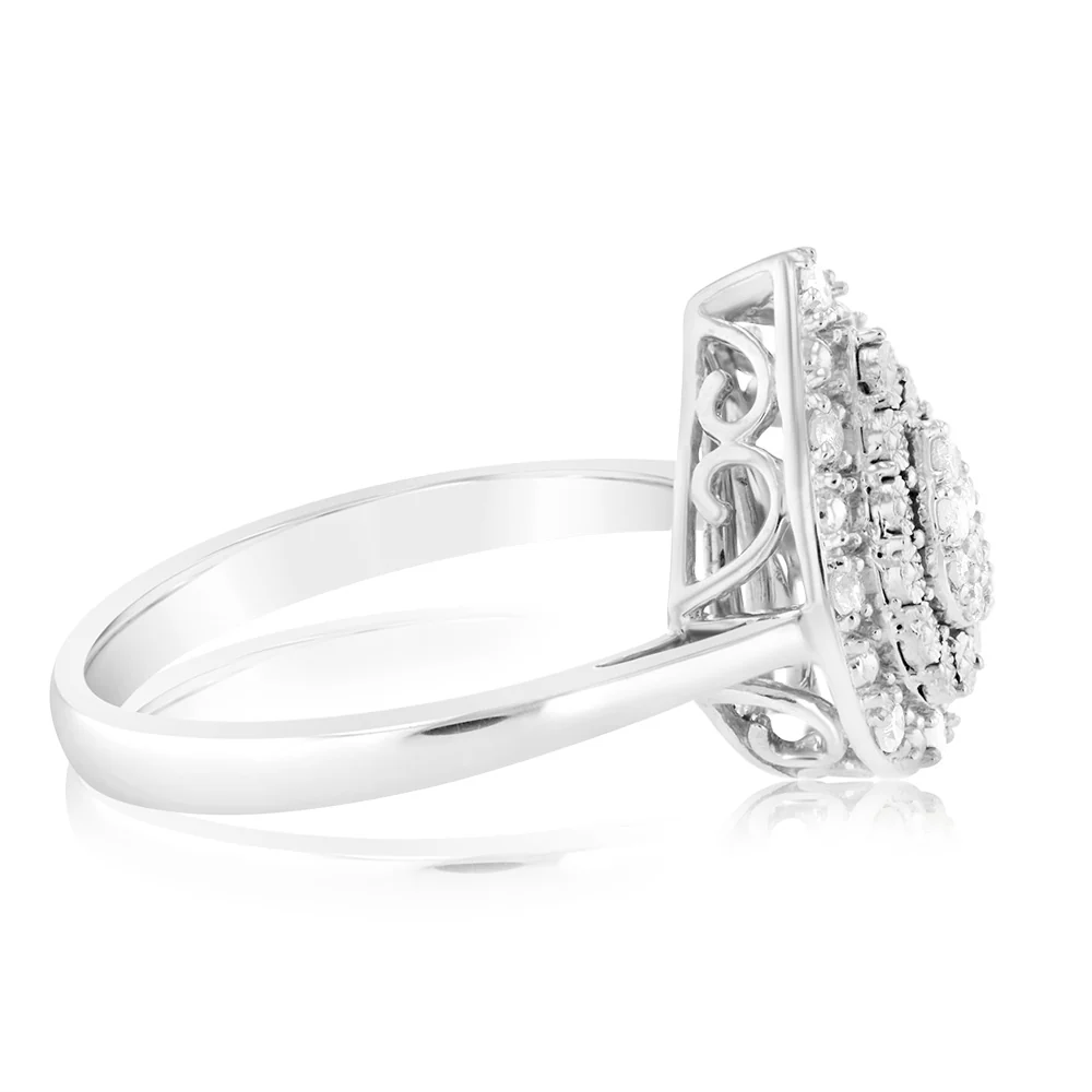 1/6 Carat Diamond Pear Shaped Ring in Sterling Silver - Image 2