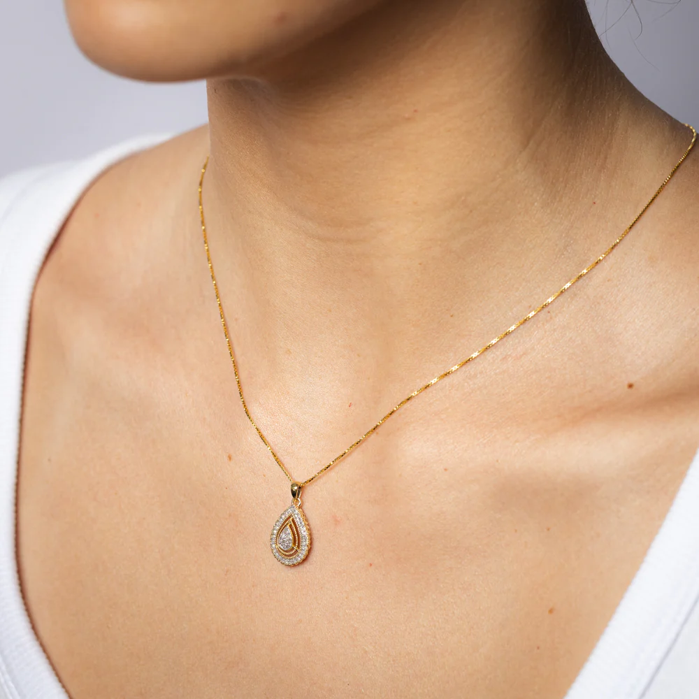 1/6 Carat Diamond Pendant on 45cm Chain in Gold Plated Silver - Image 2