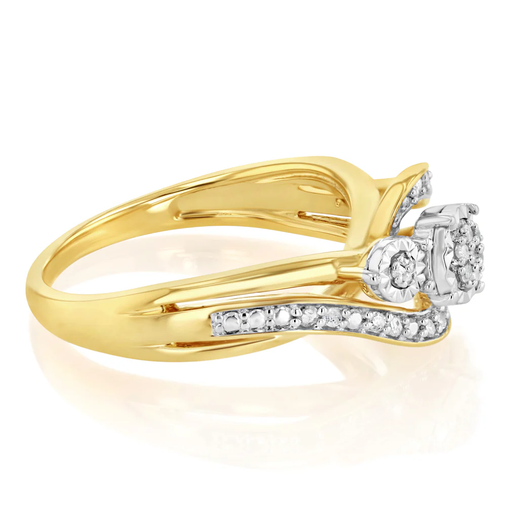 1/6 Carat Diamond Ring in Gold Plated Silver - Image 2