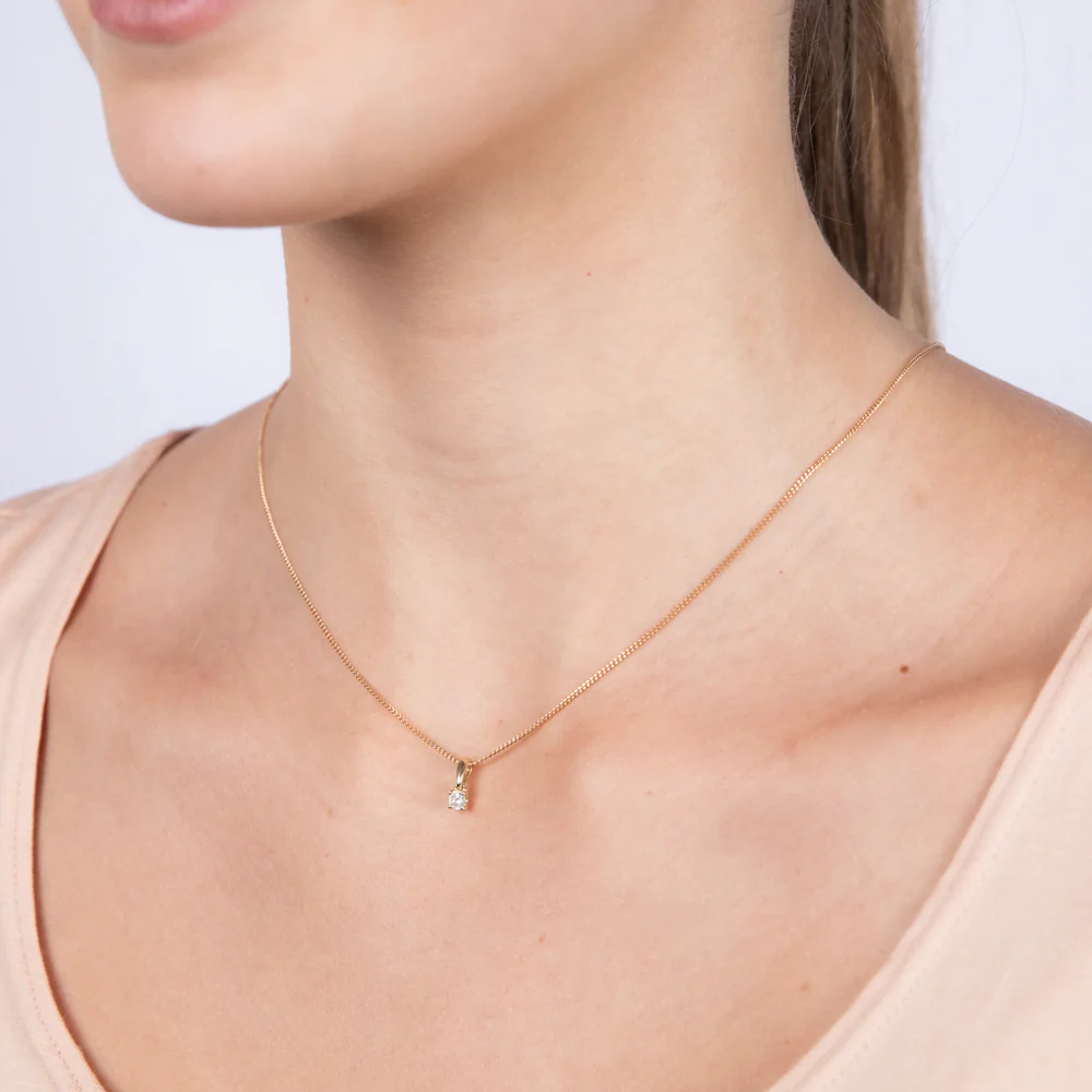 1/6 Carat Diamond Solitaire Pendant in 9ct Yellow Gold - Image 2