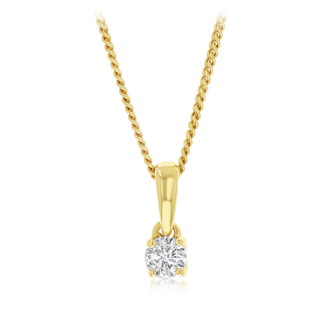1/6 Carat Diamond Solitaire Pendant in 9ct Yellow Gold - Image 2