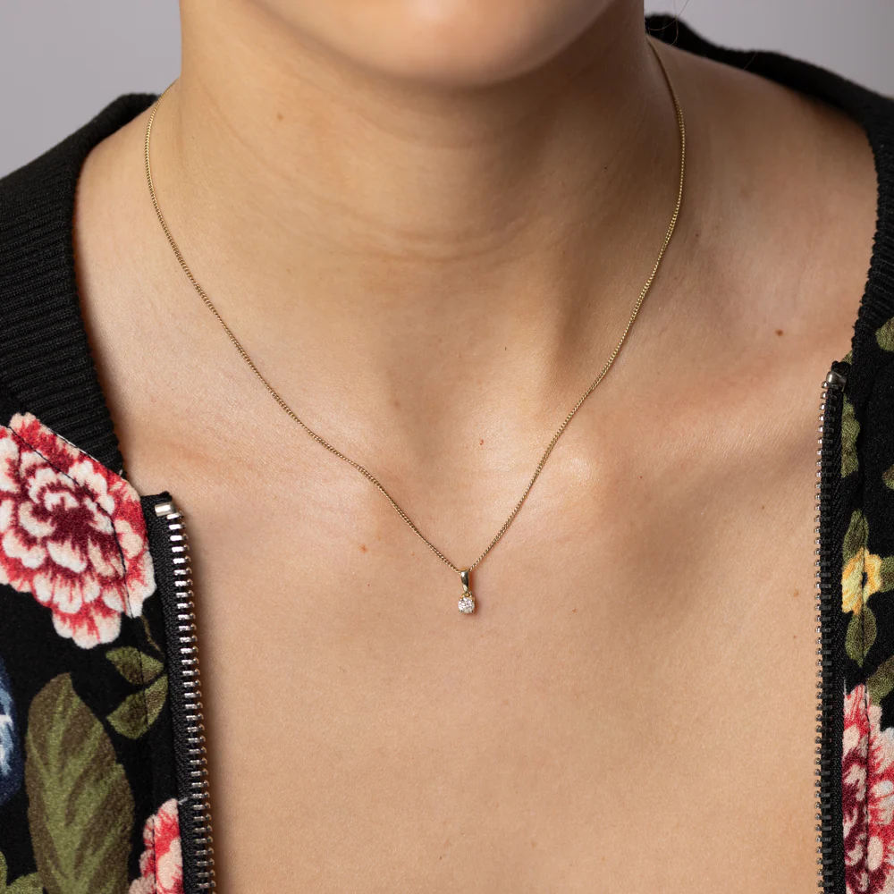 1/6 Carat Diamond Solitaire Pendant in 9ct Yellow Gold - Image 3