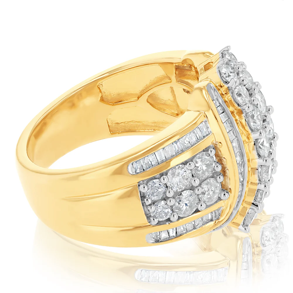 1.9 Carats Diamond Dress Ring in Gold Plated Silver - Image 2