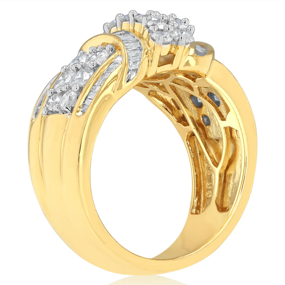 1.9 Carats Diamond Dress Ring in Gold Plated Silver - Image 3