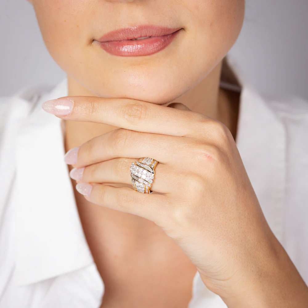 1.9 Carats Diamond Dress Ring in Gold Plated Silver - Image 4