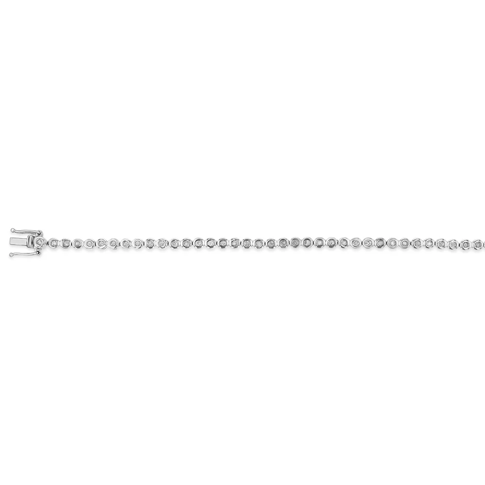 1 Carat Diamond Bezel Set Tennis Bracelet With 53 Diamonds 18cm in Sterling Silver - Image 2
