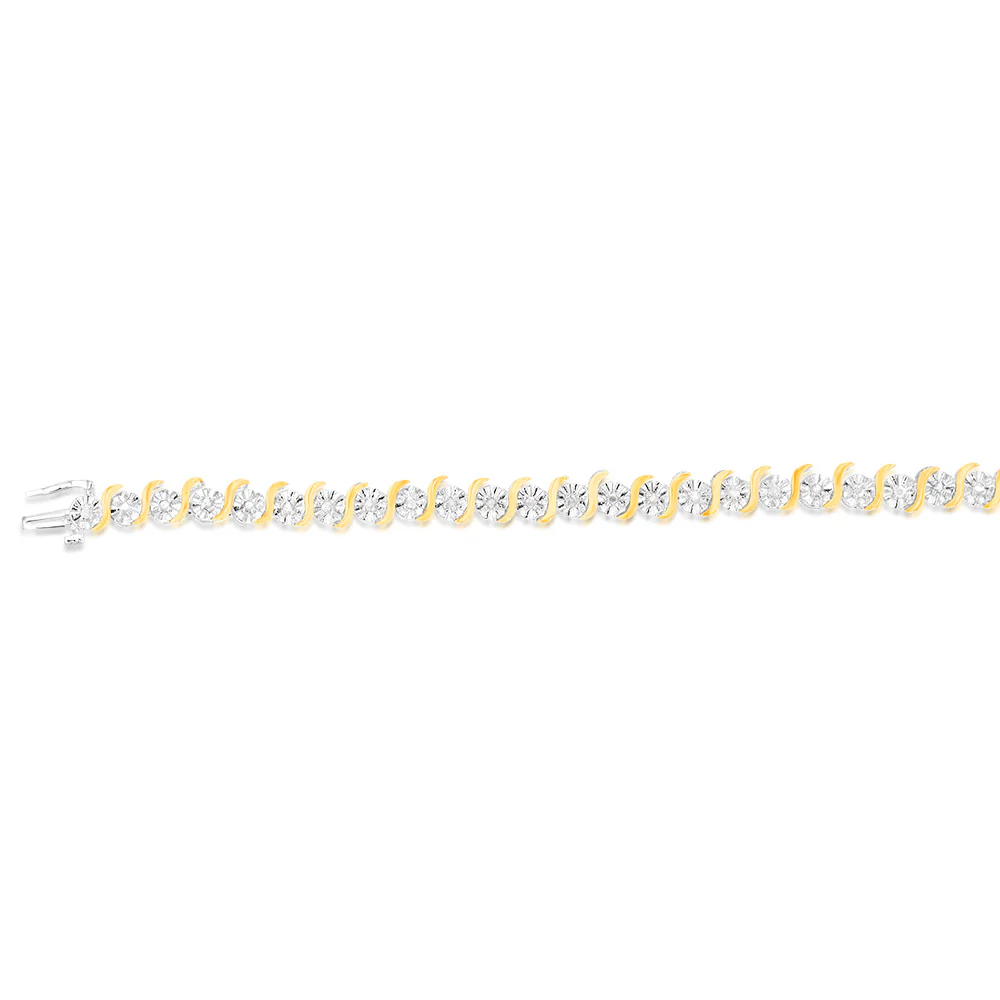 1 Carat Diamond Bracelet in Two Toned Sterling Silver - Image 2