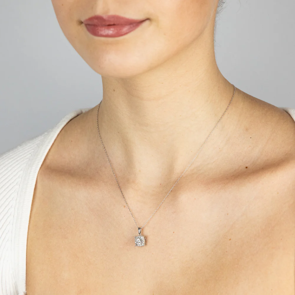 1 Carat Diamond Earrings and Pendant Set on 45cm Chain in Sterling Silver - Image 3