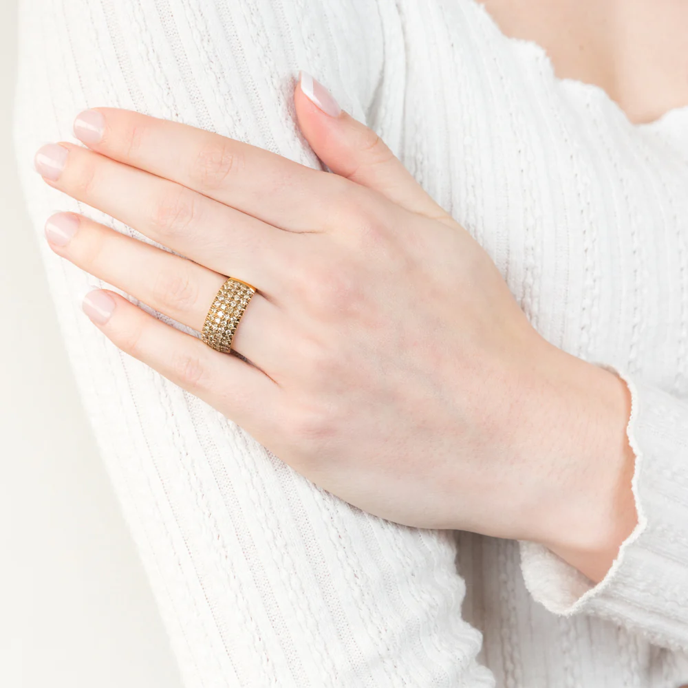 1 Carat Diamond Ring with 58 Brilliant Cut Diamond in Silver Gold Plated - Image 3