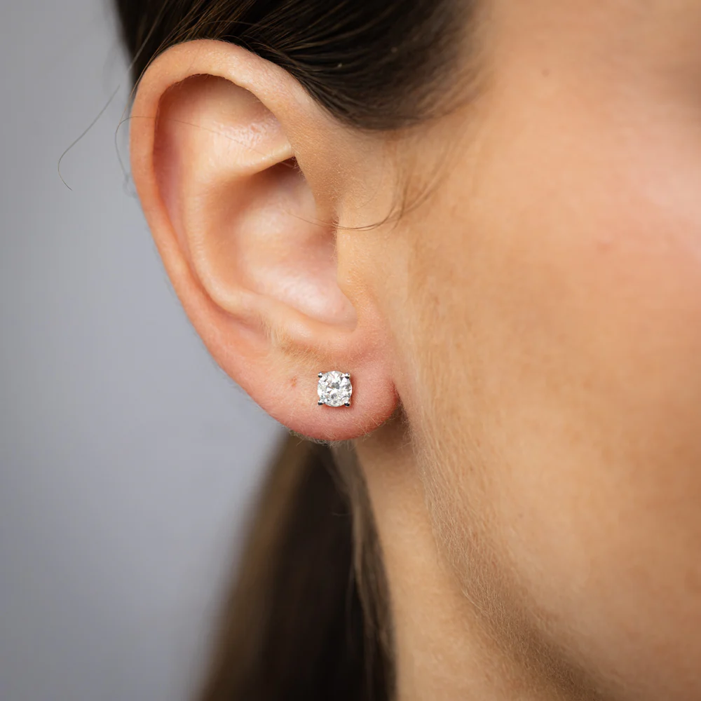 1 Carat Diamond Solitaire Stud Earrings in 9ct White Gold - Image 2