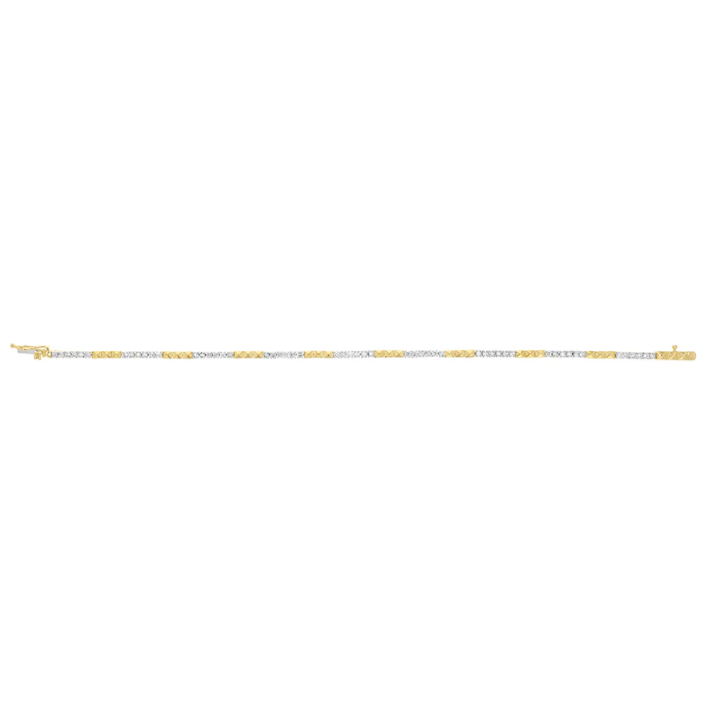 1 Carat Diamond Tennis 2 tone 17.5cm Bracelet  in 9ct Yellow Gold - Image 2