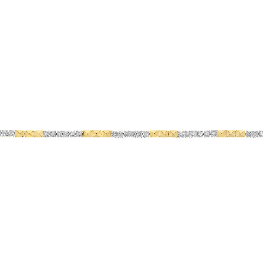 1 Carat Diamond Tennis 2 tone 17.5cm Bracelet  in 9ct Yellow Gold - Image 3