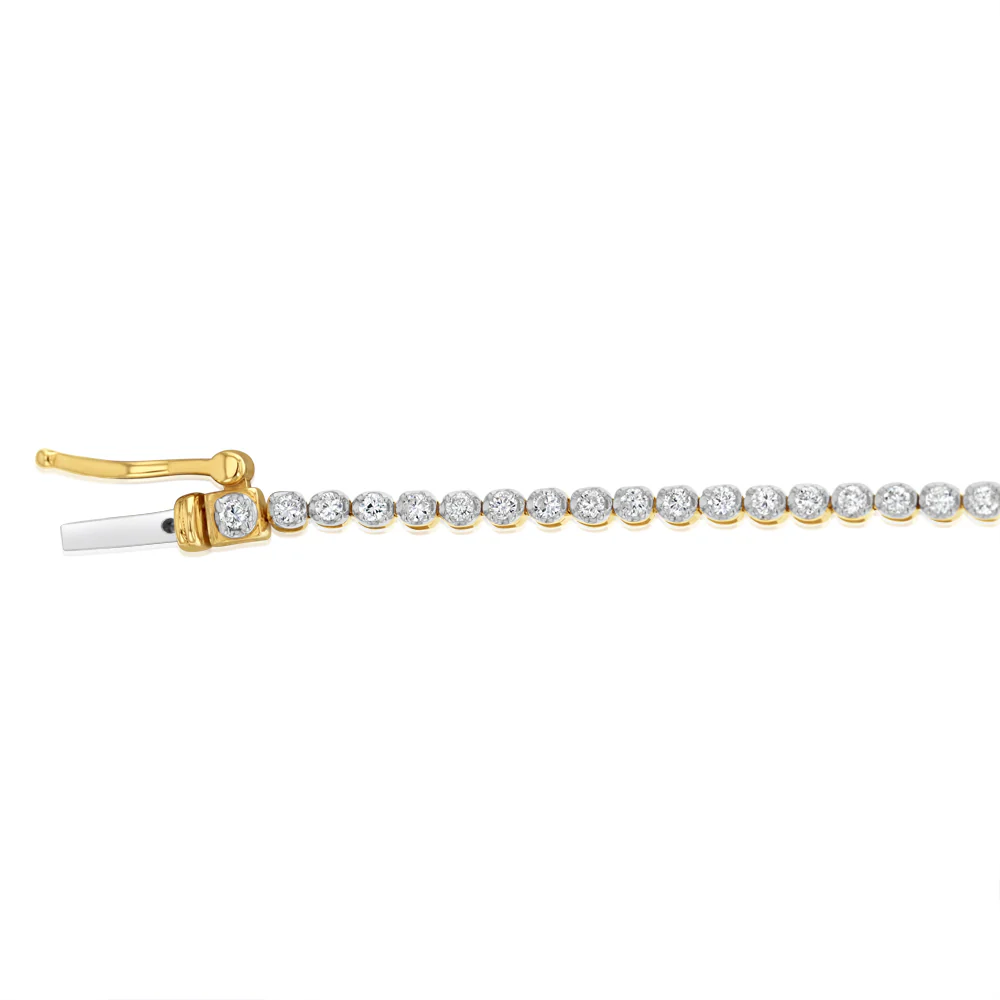 1 Carat Diamond Tennis Bracelet in 10ct Yellow Gold - Image 3