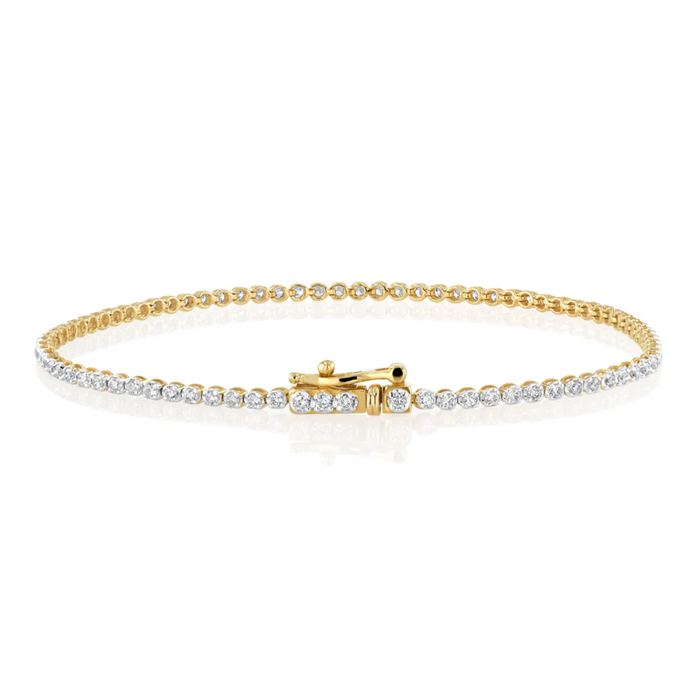 1 Carat Diamond Tennis Bracelet in 10ct Yellow Gold - Image 4
