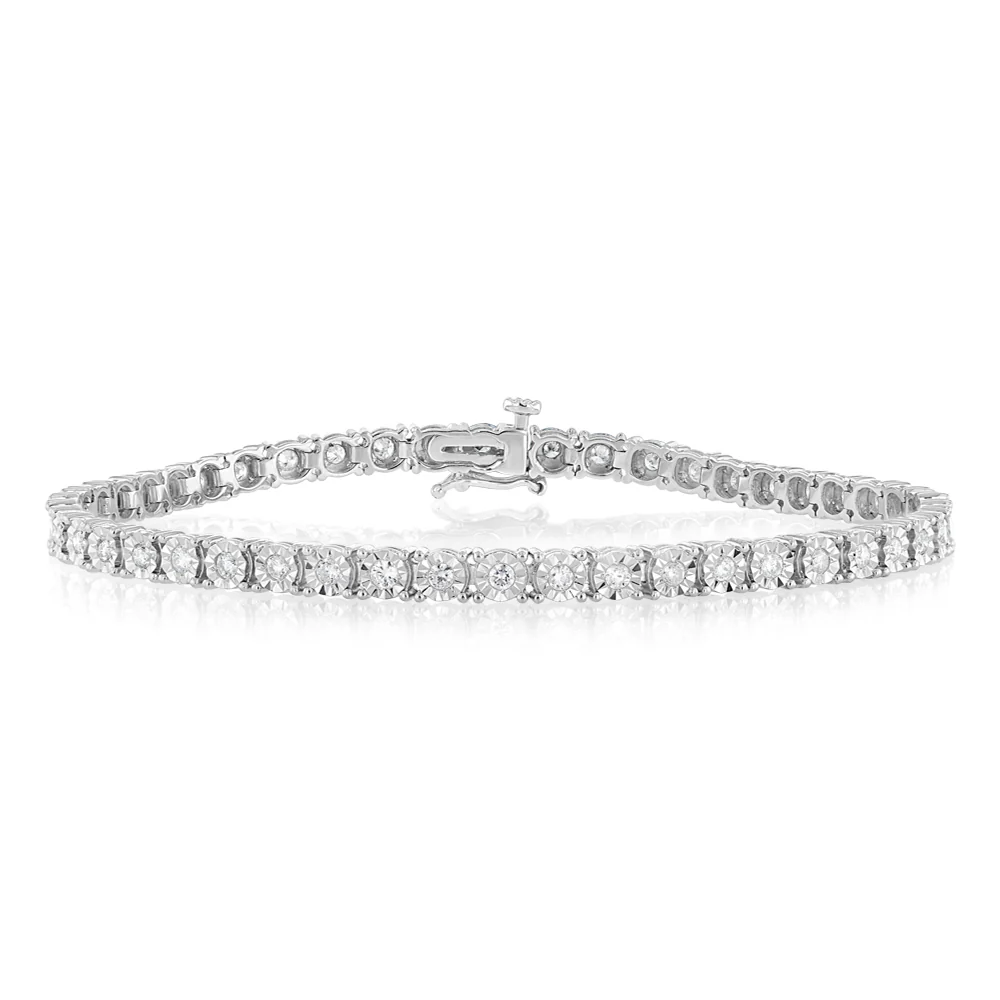 1 Carat Diamond Tennis Bracelet in 9ct White Gold - Image 2