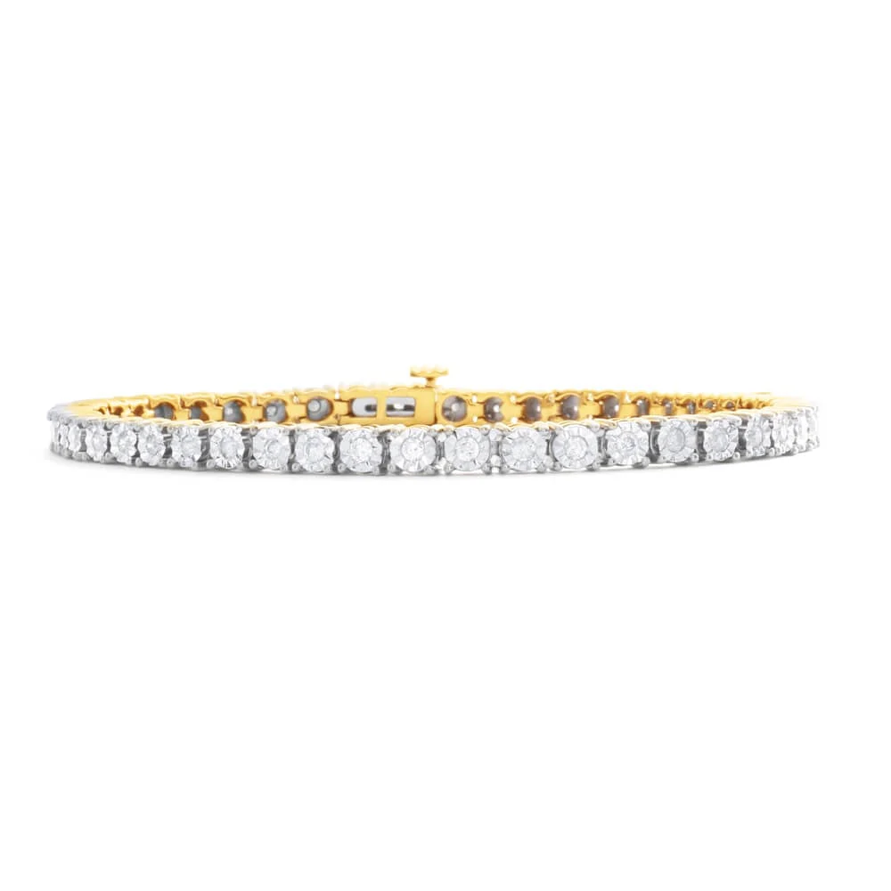 1 Carat Diamond Tennis Bracelet in 9ct Yellow Gold - Image 3