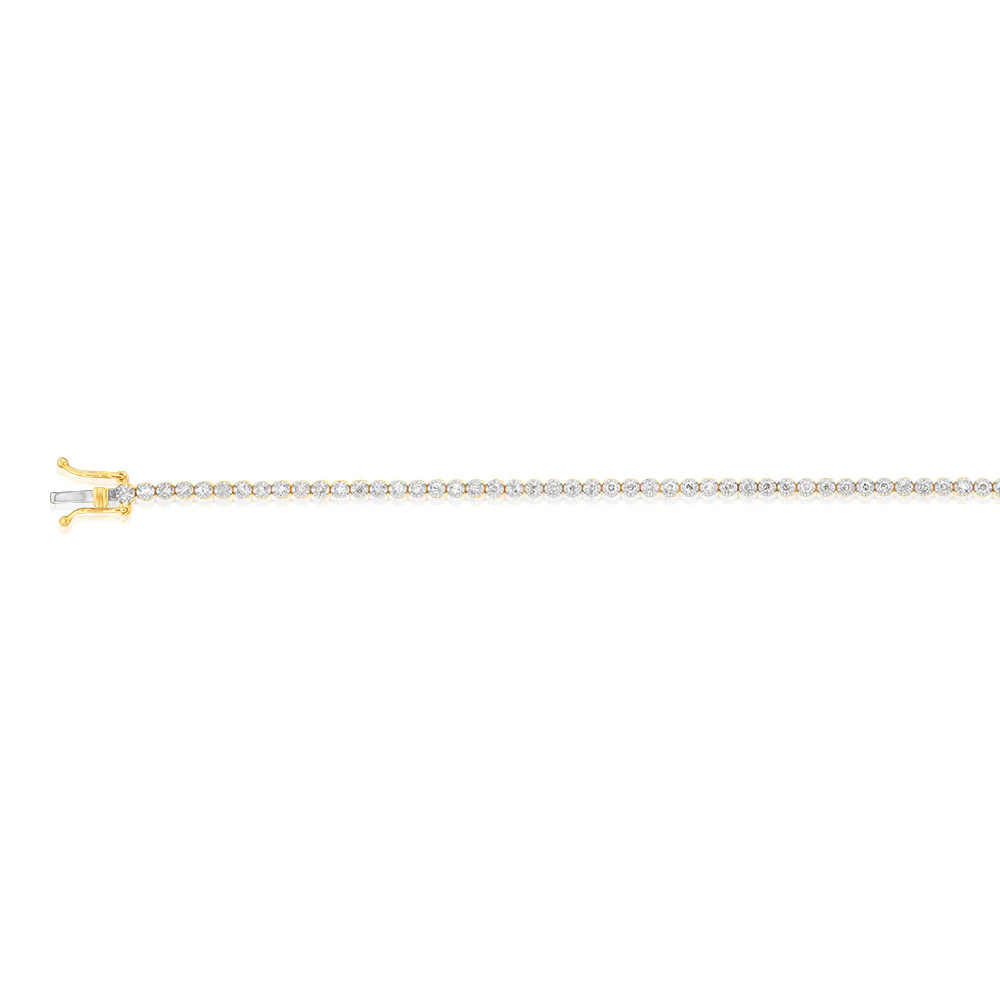 1 Carat Diamond Tennis Bracelet with 70 Brilliant Diamonds in 9ct Yellow Gold - Image 2
