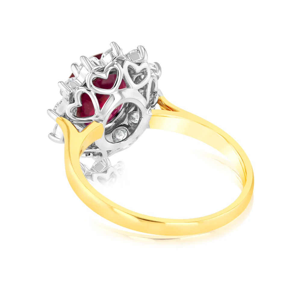 1 Carat Lab Grown Diamond and 4ct Natural Enhanced Ruby Ring in 9ct Yellow Gold - Image 3