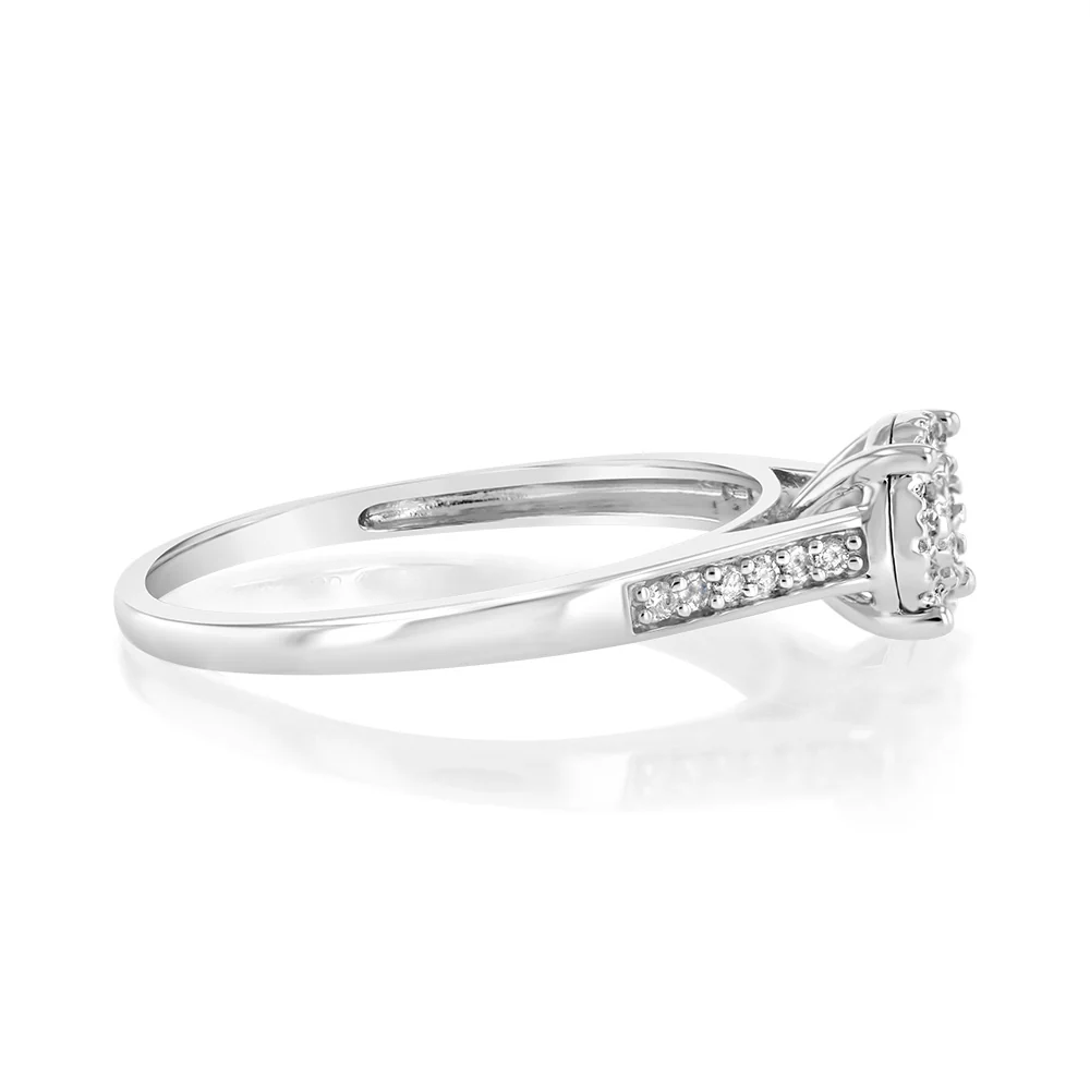 "1 CARAT LOOK" Diamond Ring 0.15 Carat with Brilliant Cut Diamonds in Sterling Silver - Image 2