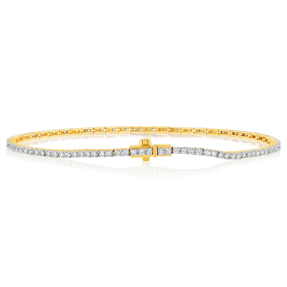 1 Carat Luminesce Lab Grown Diamond Tennis Bracelet in 9ct Yellow Gold - Image 4