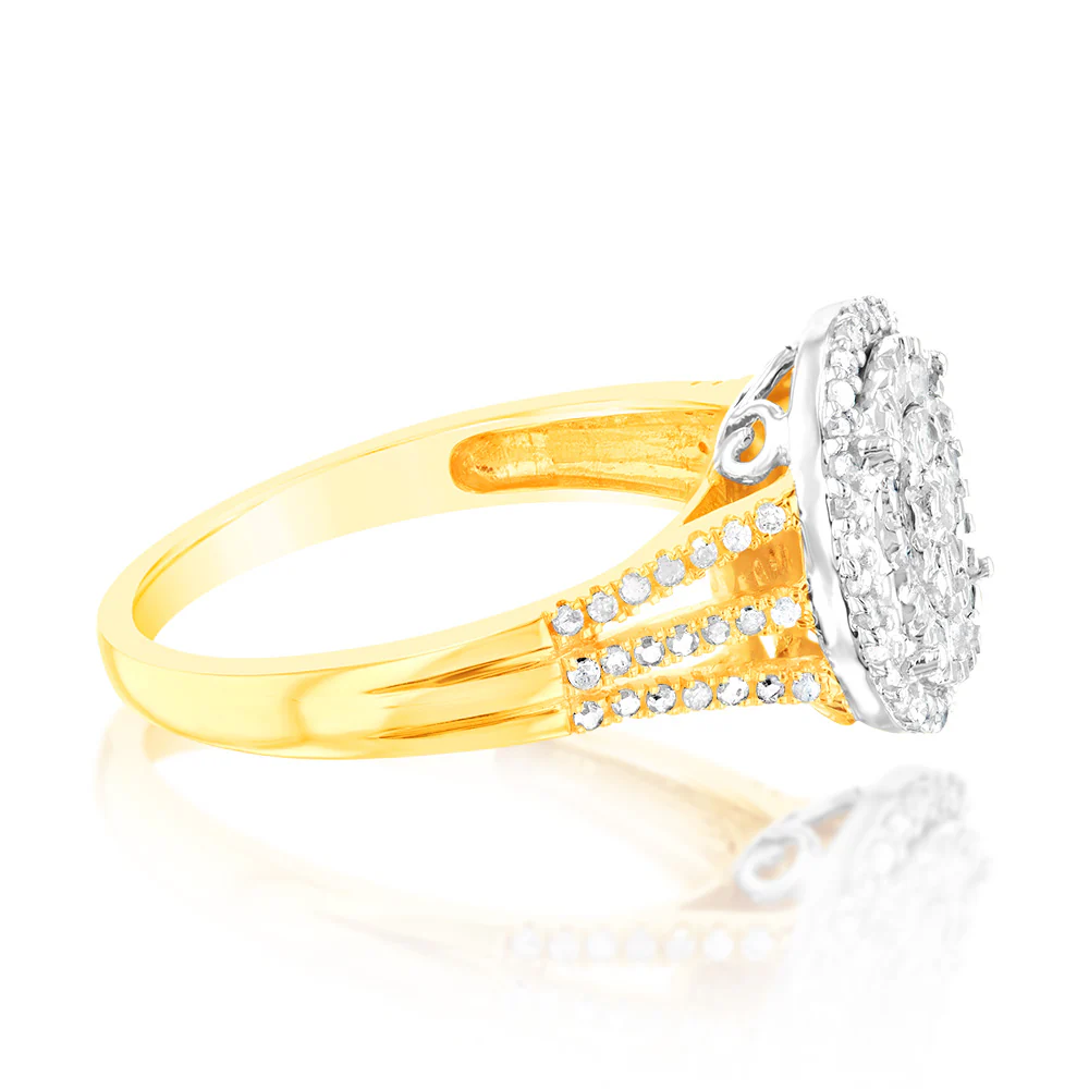 1 Carat Oval Shaped Diamond Ring in 9ct Yellow Gold & Sterling Silver - Image 2