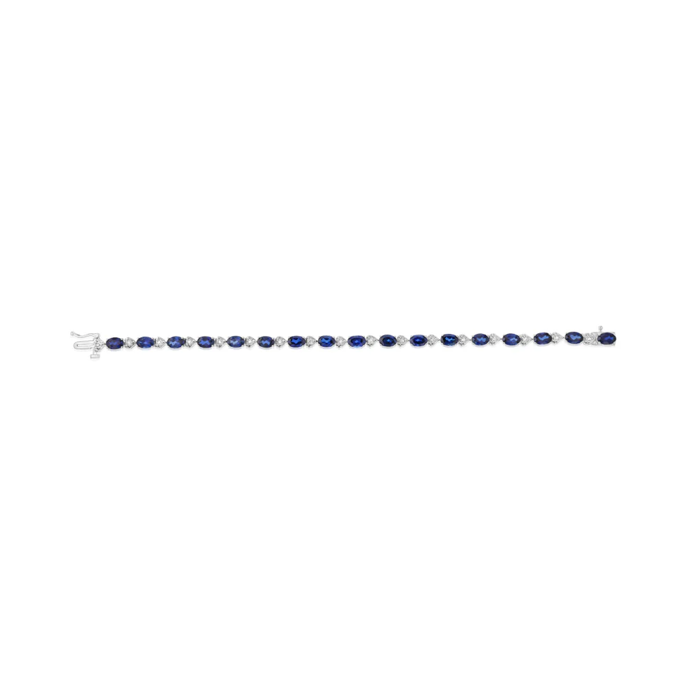 10.20 Carats Created Sapphire & Diamond Bracelet in Sterling Silver - Image 2