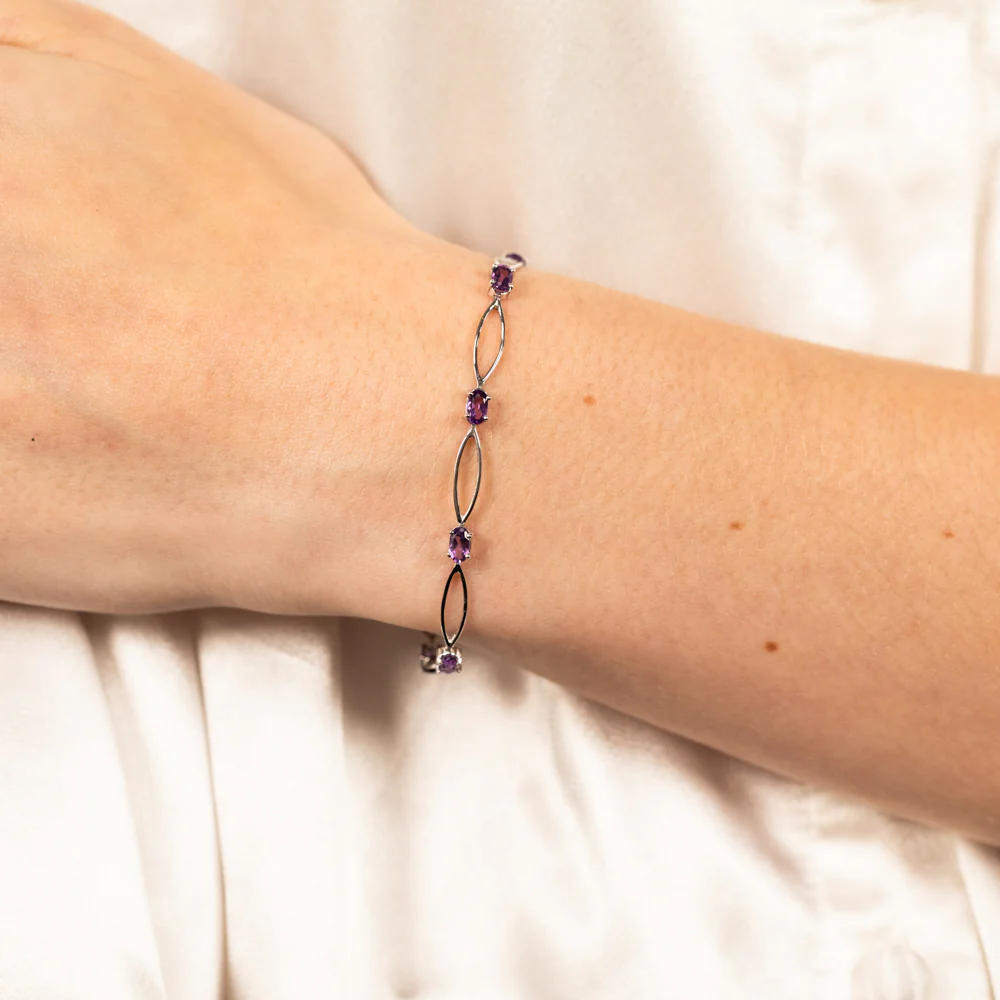 10 Amethyst Bracelet in Sterling Silver - Image 3