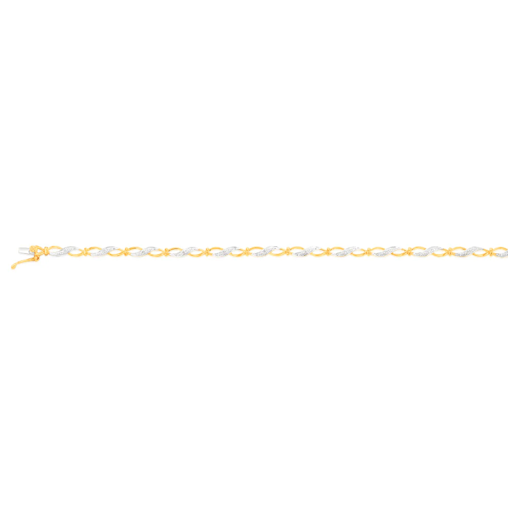 10 Brilliant Cut Diamond Bracelet in 9ct Yellow Gold - Image 2
