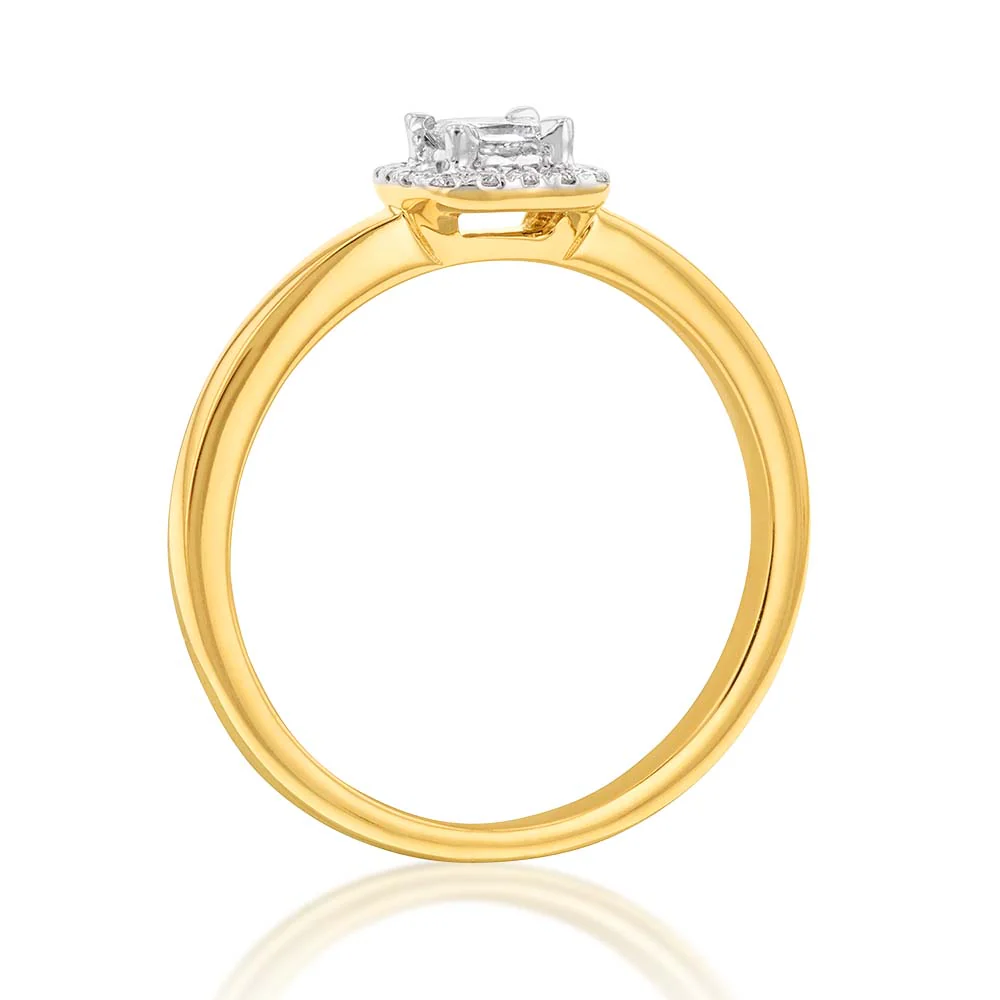10 Carat 20 Point Diamond Ring with Princess Centre and Halo - Image 2