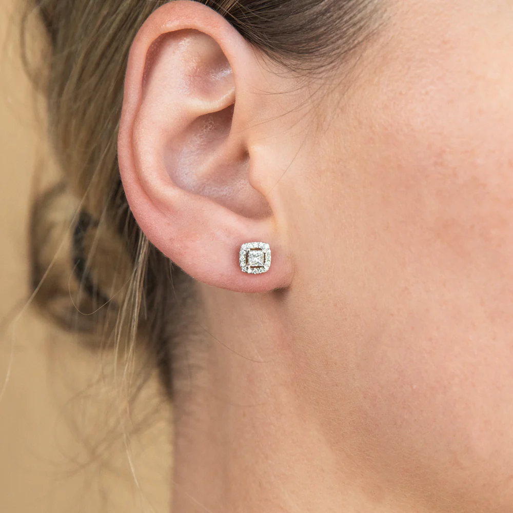 10 Carat 45PT Diamond Princess Studs with Halo - Image 2