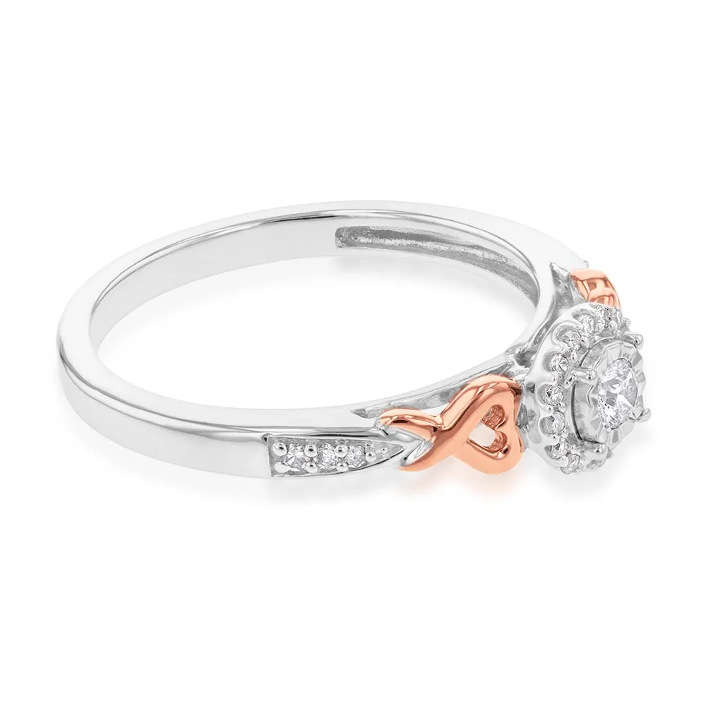 10 Carat White Gold Diamond Ring with Pink Sapphires and Rose gold detail on band - Image 2