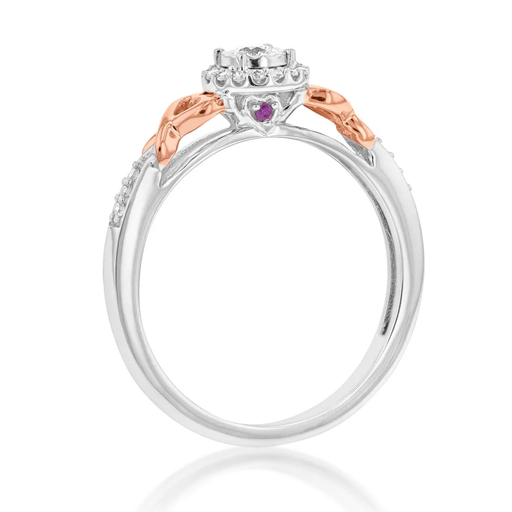 10 Carat White Gold Diamond Ring with Pink Sapphires and Rose gold detail on band - Image 3