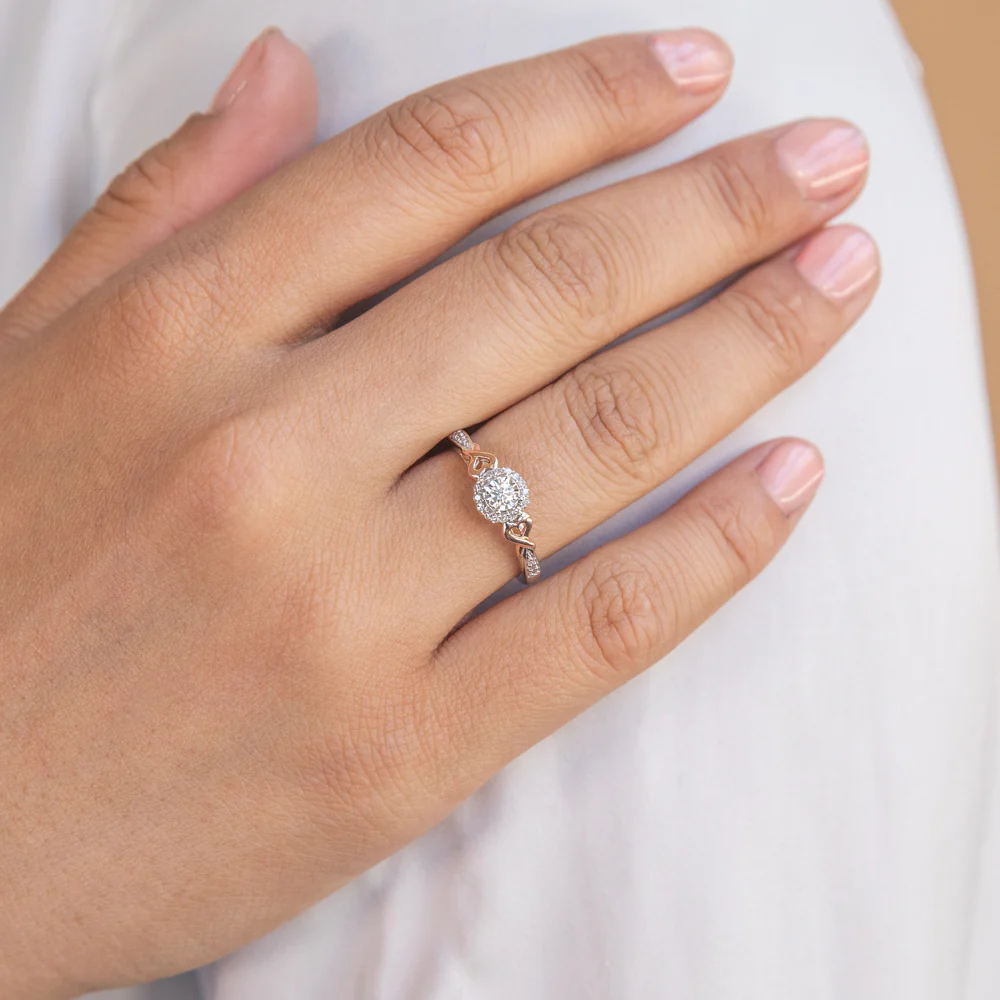 10 Carat White Gold Diamond Ring with Pink Sapphires and Rose gold detail on band - Image 4