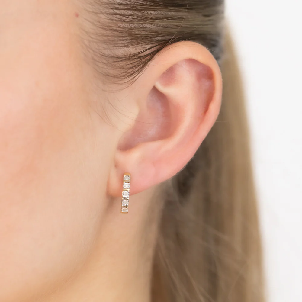 10 Diamonds Hoop Earrings in Gold Plated Sterling Silver - Image 2
