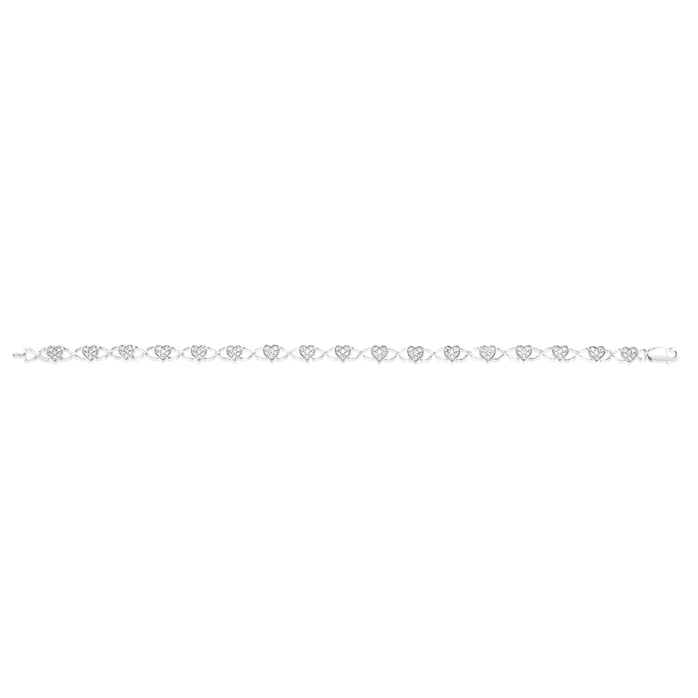 10 Point Diamond Fancy Heart 18cm Bracelet in Sterling Silver - Image 2