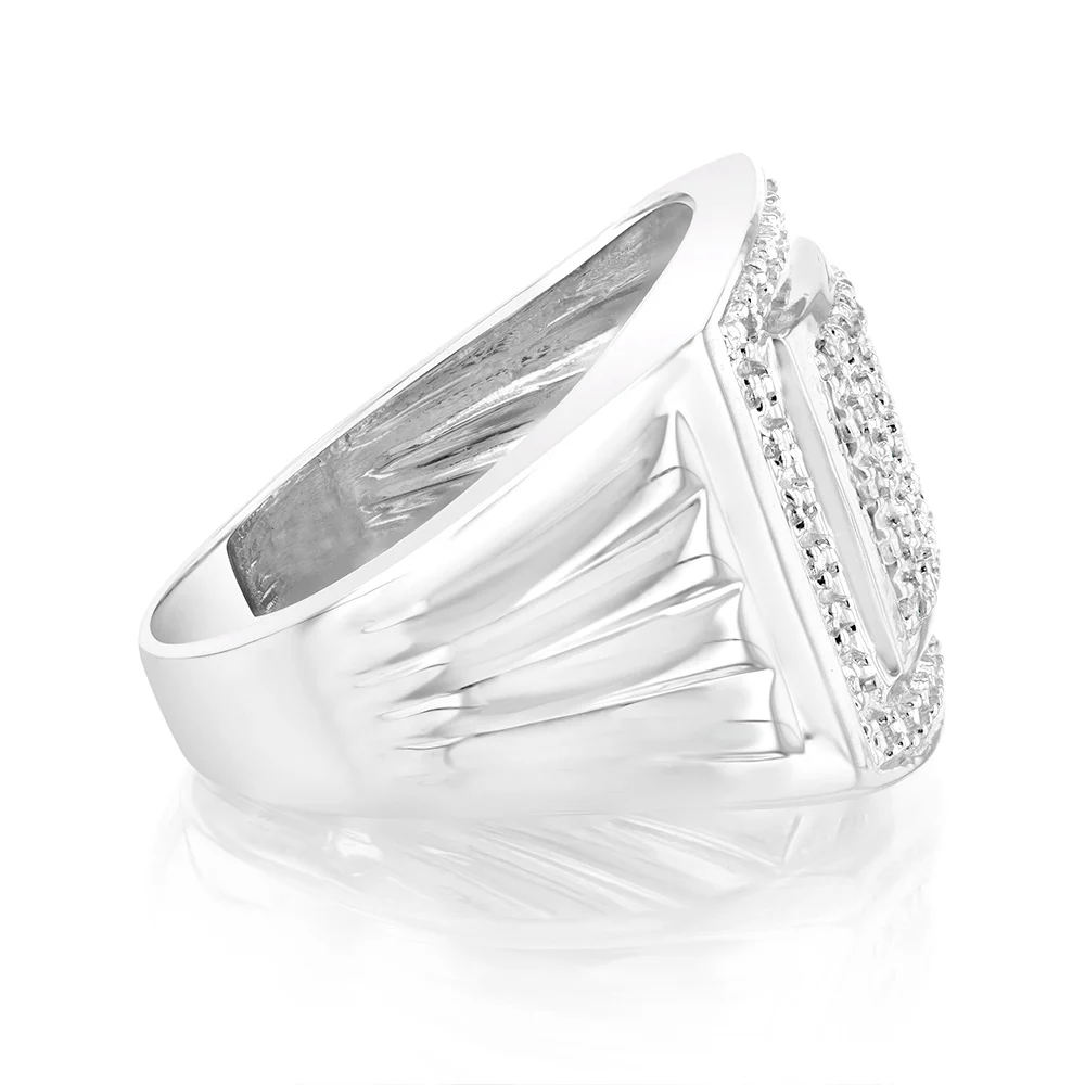 10 Points of Diamond Gents Ring in Sterling Silver - Image 2